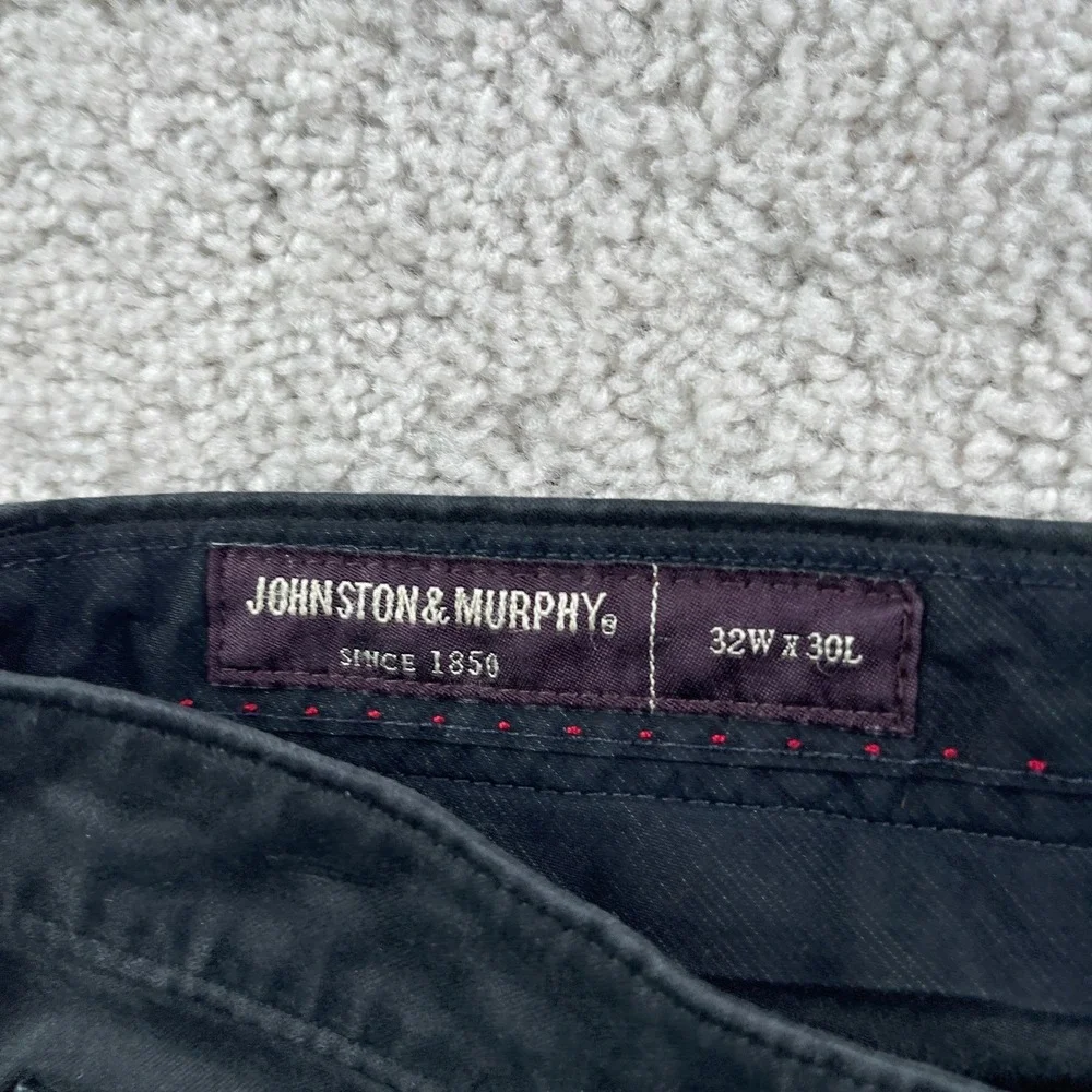 Johnston and Murphy Pants Mens 32x30 Black 5 Pocket Chino Pima Cotton Stretch